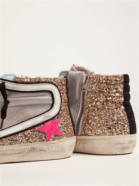 Slide LTD sneakers with glitter and fuchsia star.